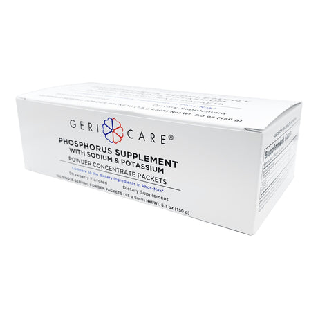 Dietary Supplement Geri-Care® Phosphorus / Sodium / Potassium 250 mg -160 mg - 280 mg Strength Oral Powder 100 per Box Strawberry Flavor - BeHope