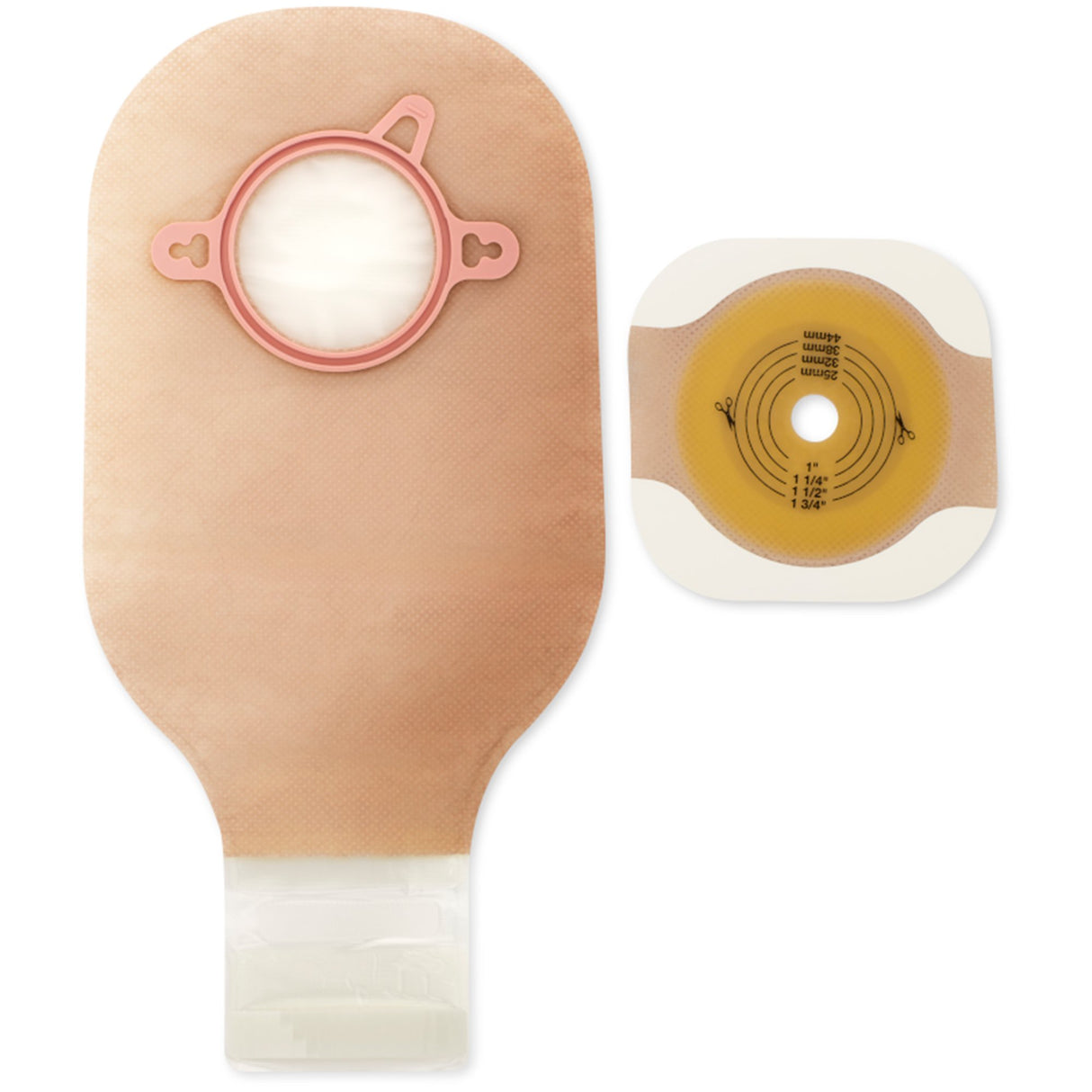 Ileostomy / Colostomy Pouch New Image™ Two-Piece System 12 Inch Length Flat, Trim to Fit up to 1-3/4 Inch Stoma Drainable - BeHope