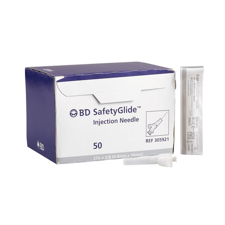 Safety Hypodermic Needle SafetyGlide™ 5/8 Inch Length 27 Gauge Thin Wall Sliding Safety Needle - BeHope