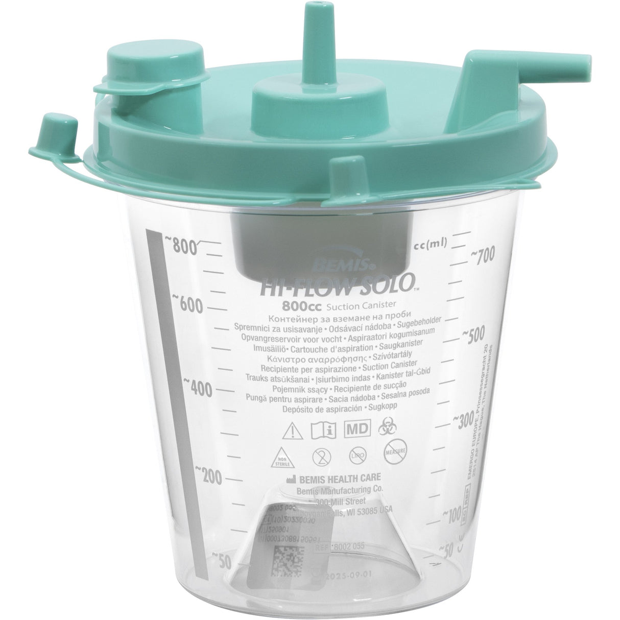 Rigid Suction Canister Hi-Flow™ 800 mL Sealing Lid - BeHope
