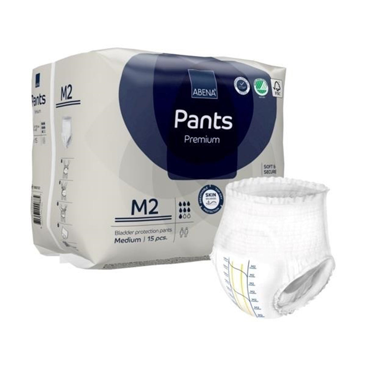 Unisex Adult Absorbent Underwear Abena® Premium Pants M2 Pull On with Tear Away Seams Medium Disposable Heavy Absorbency - BeHope