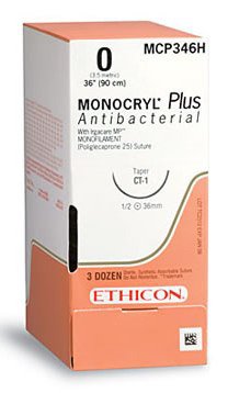 Absorbable Antibacterial Suture with Needle Monocryl™ Plus Poliglecaprone 25 with Irgacare MP Antibacterial Suture PS-2 3/8 Circle Precision Reverse Cutting Needle Size 3-0 Monofilament - BeHope