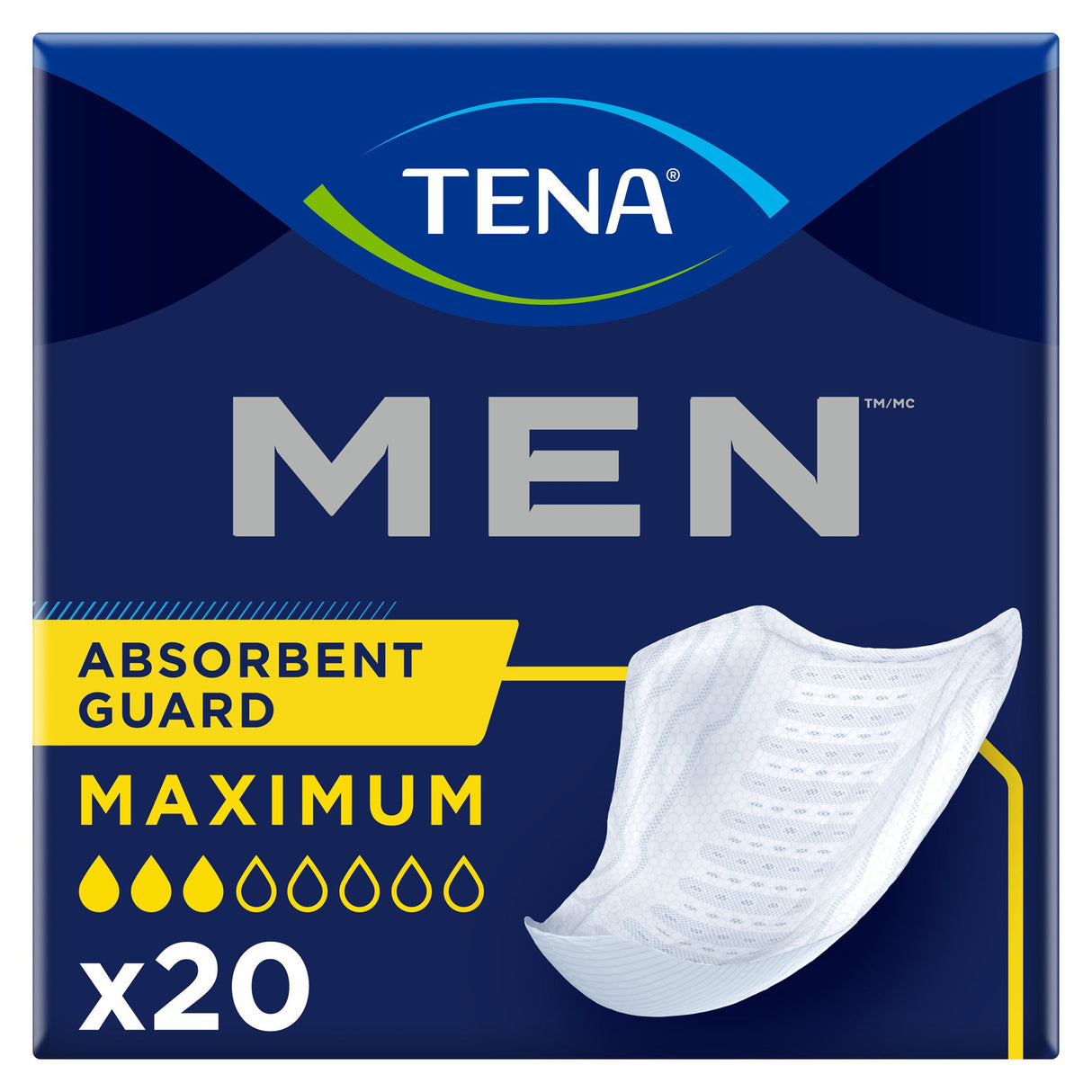 Bladder Control Pad TENA Men Maximum 8 Inch Length Heavy Absorbency Dry-Fast Core One Size Fits Most