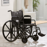 Bariatric Wheelchair McKesson Dual Axle Desk Length Arm Swing-Away Footrest Black Upholstery 22 Inch Seat Width Adult 450 lbs. Weight Capacity - BeHope