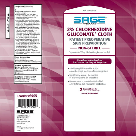 Skin Prep Wipe Sage® Chlorhexidine Gluconate Surgical Antiseptic - BeHope