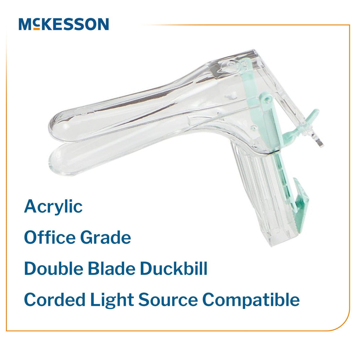 Vaginal Speculum McKesson Graves NonSterile Office Grade Acrylic Medium Double Blade Duckbill Disposable Corded Light Source Compatible - BeHope