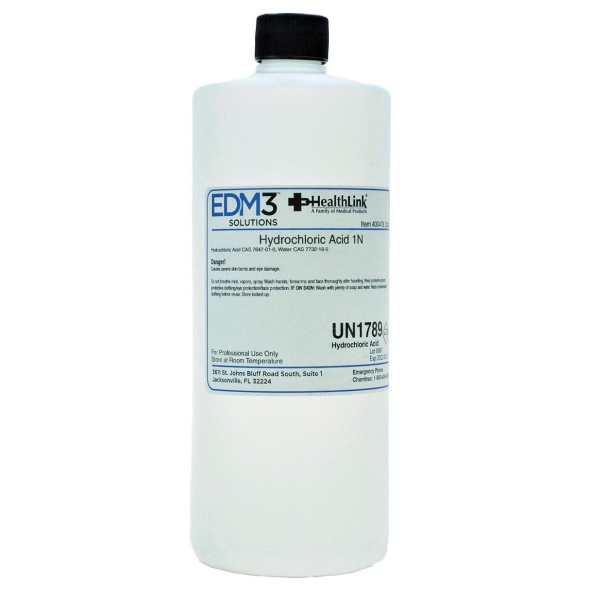 Chemistry Reagent Hydrochloric Acid ACS Grade 3.65% / 1.0 N 32 oz. - BeHope
