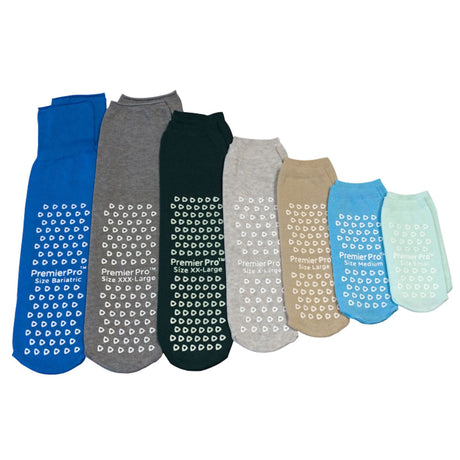Slipper Socks PremierPro™ Unisex Adult X-Large Single Tread Single Patient Use Gray - BeHope