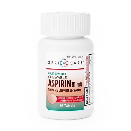 Aspirin Chewable Tablets Geri-care® for Pain Relief and Fever Reduction - BeHope