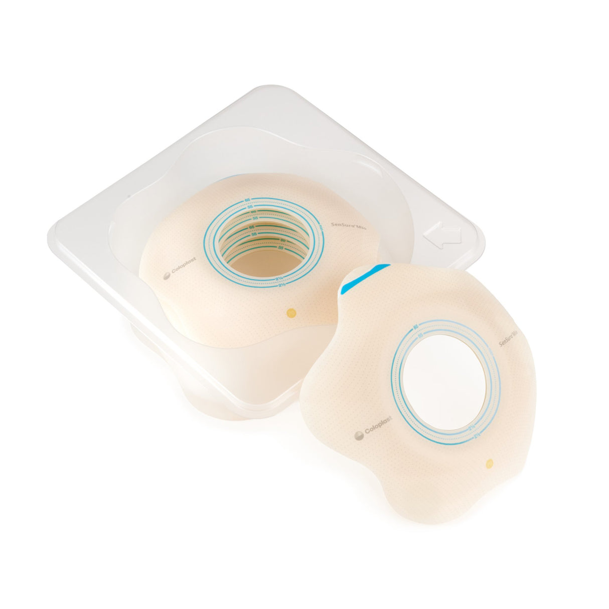 Ostomy Barrier SenSura Mio Convex Flip Precut, Extended Wear Elastic Adhesive 60 mm Flange Blue Code System 1-9/16 Inch Opening - BeHope