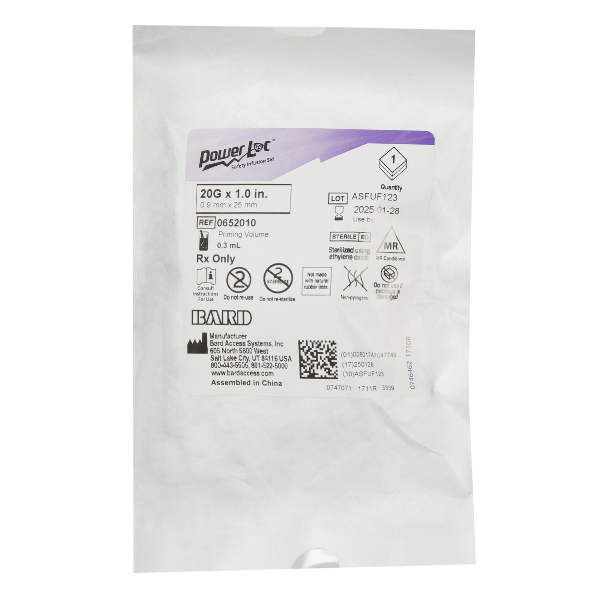 Huber Infusion Set PowerLoc® 20 Gauge 1 Inch 8 Inch Tubing Without Port - BeHope
