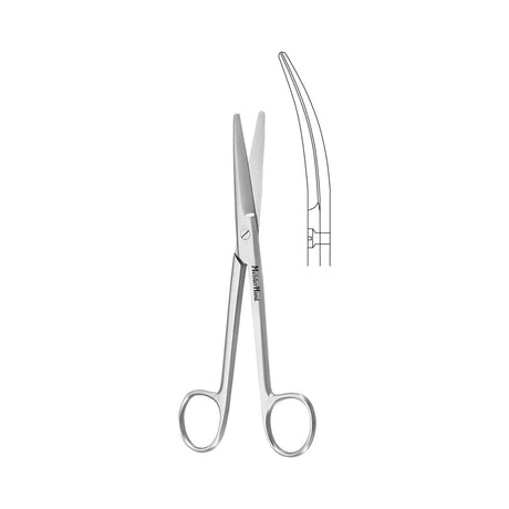 Dissecting Scissors MeisterHand® Mayo 9 Inch Length OR / Surgical Grade German Stainless Steel NonSterile Finger Ring Handle Curved, Beveled Blunt Tip / Blunt Tip - BeHope