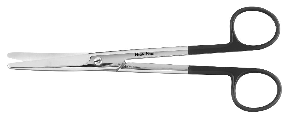 Dissecting Scissors MeisterHand® SuperCut Mayo 6-3/4 Inch Length OR / Surgical Grade German Stainless Steel NonSterile Finger Ring Handle Curved Blunt Tip / Blunt Tip - BeHope