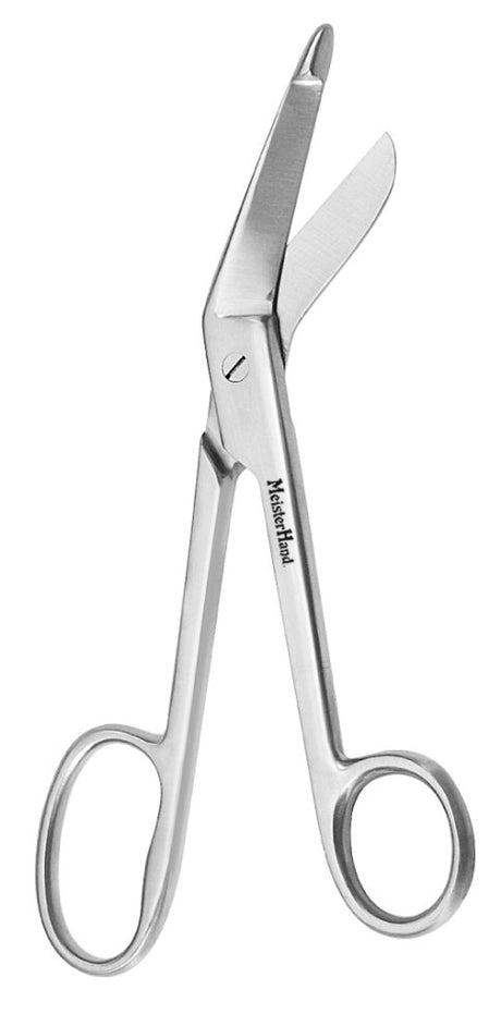 Bandage Scissors MeisterHand® Lister 8 Inch Length OR / Surgical Grade German Stainless Steel NonSterile Finger Ring Handle Angled Blunt Tip / Blunt Tip - BeHope