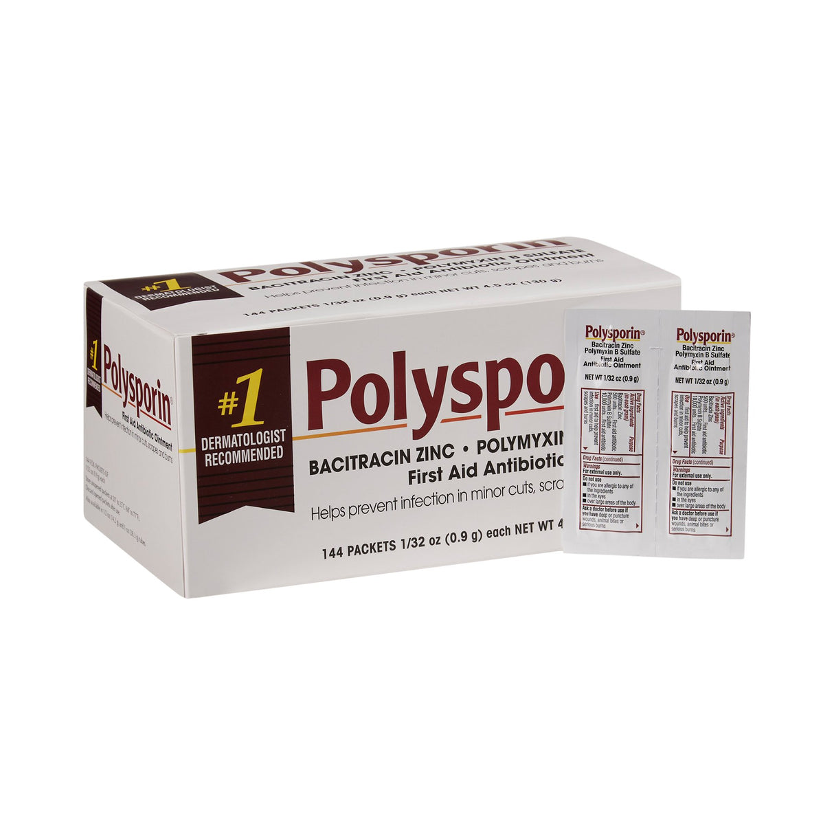 First Aid Antibiotic Bacitracin / Polymyxin B Polysporin® Ointment 0.9 Gram Individual Packet - BeHope