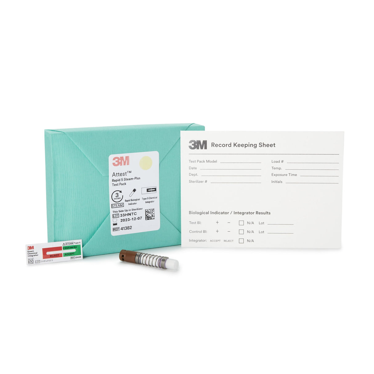 Attest™ Rapid 5 Steam-Plus Sterilization Indicator Challenge Pack Steam 2 Inch Length - BeHope