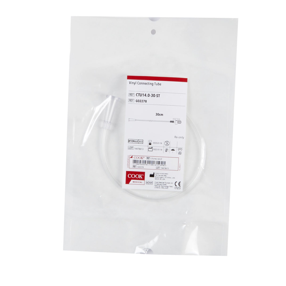 Connecting Tube Cook® 14 Fr. X 30 cm L, With Stopcock, Drainage Bag Connector - BeHope