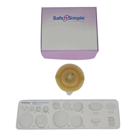 Ostomy Barrier Safe n Simple™ Trim to Fit, Standard Wear Adhesive Tape Collar 57 mm Flange Up to 1-1/2 Inch Opening 5 X 5 Inch - BeHope
