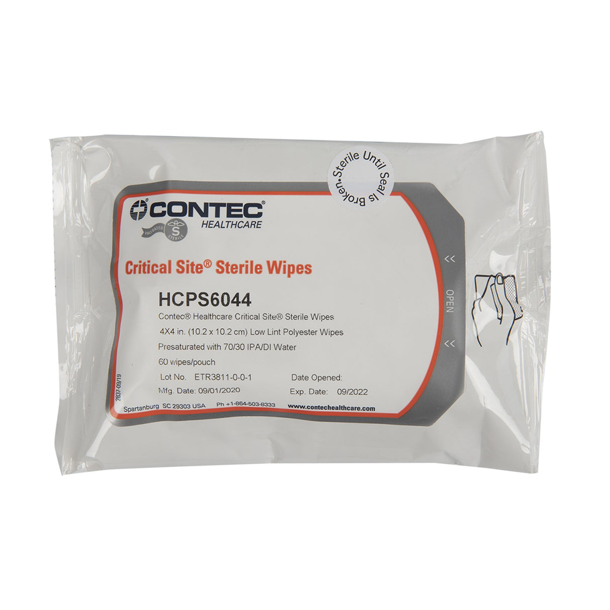Surface Disinfectant Cleaner Contec® Critical Site® Premoistened Alcohol Based Manual Pull Wipe 60 Count Soft Pack Sterile - BeHope