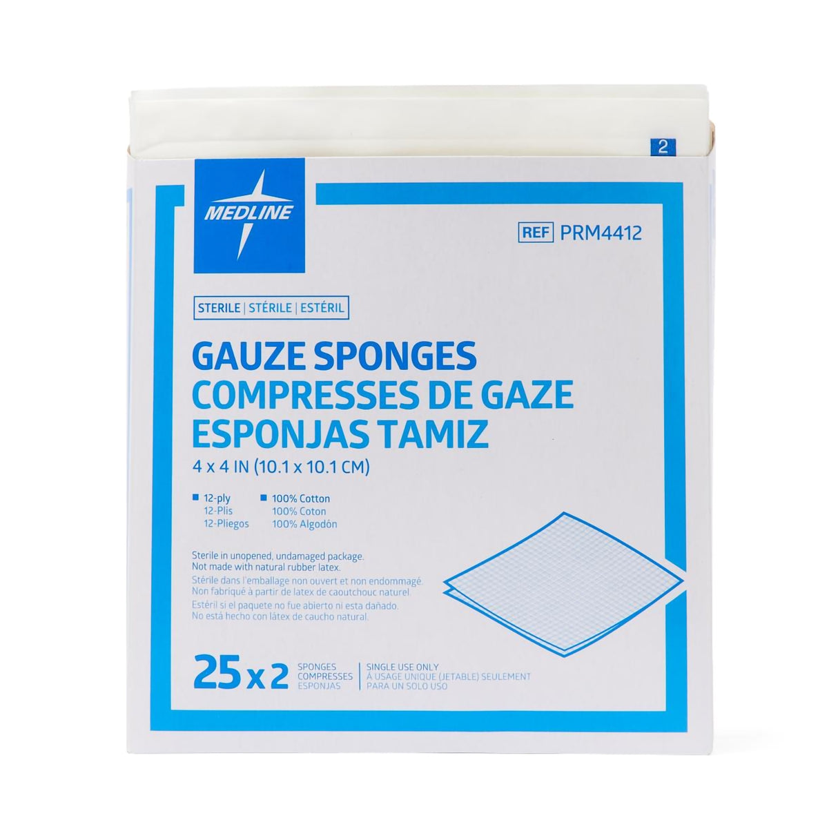 Gauze Sponge Medline Essentials 4 X 4 Inch 12-Ply Sterile 2 per Pack - BeHope
