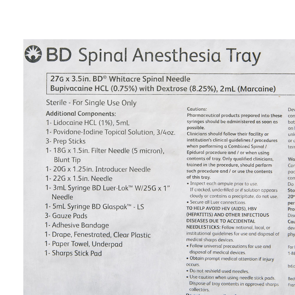 Spinal Tray Bd™ Whitacre for Precise Epidural and Spinal Access - BeHope