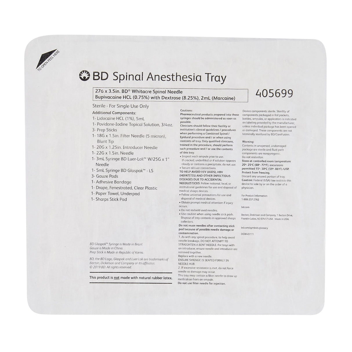Spinal Tray Bd™ Whitacre for Precise Epidural and Spinal Access - BeHope