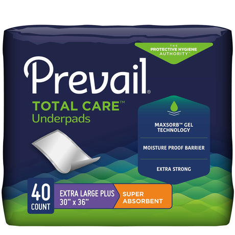 Disposable Underpad Prevail® Total Care™ 30 X 36 Inch Polymer Heavy Absorbency - BeHope