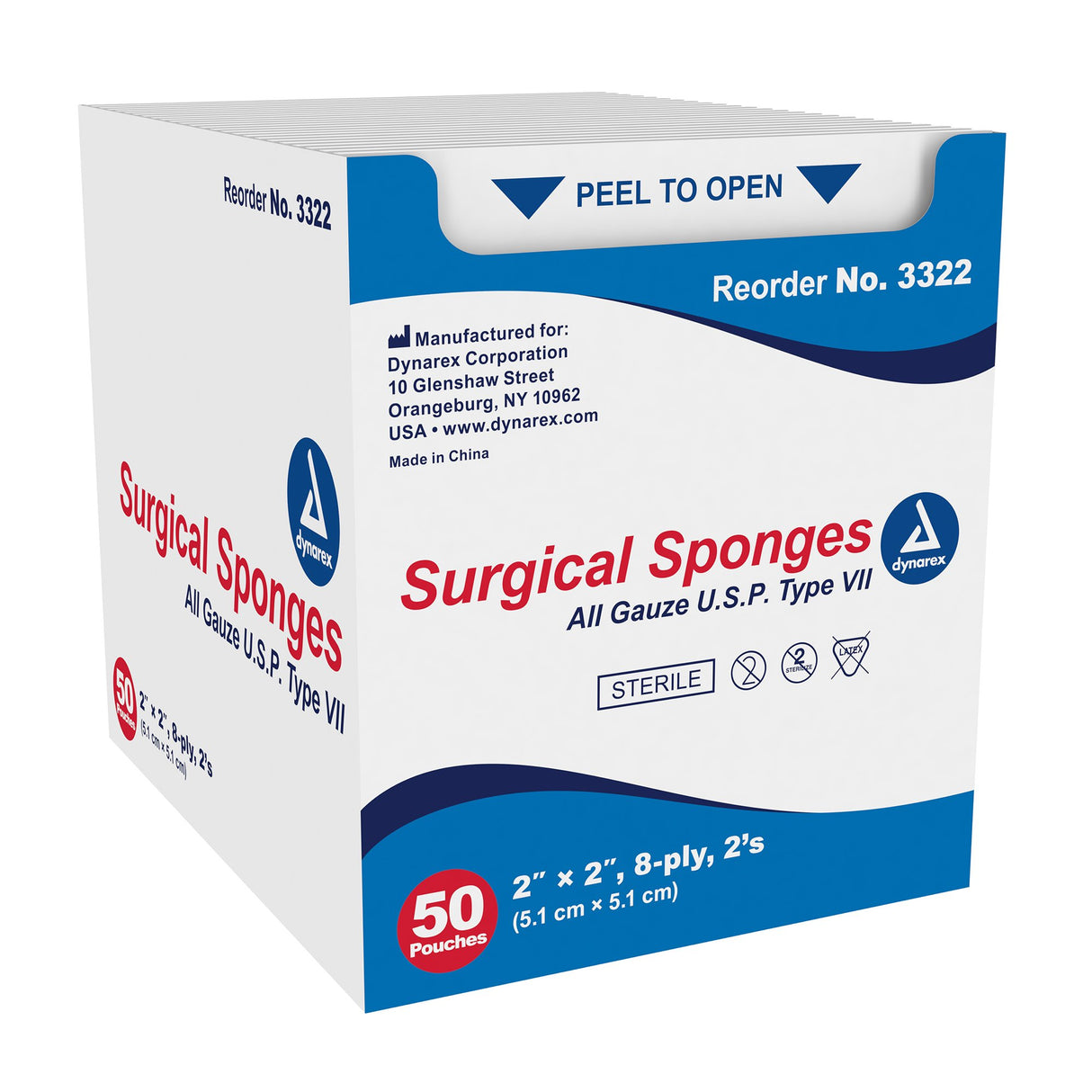 Gauze Sponge Dynarex® 2 X 2 Inch 8-Ply Sterile 2 per Pack - BeHope