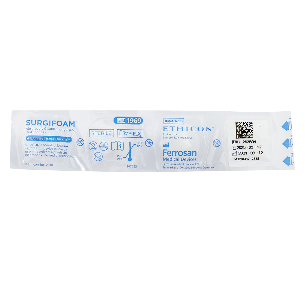 Hemostatic Sponge SurgifoamÂ® 1 X 1 X 1 X 1 cm Sterile - BeHope