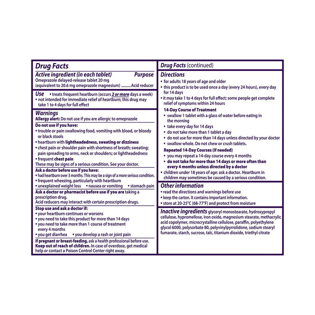 Prilosec Otc® Frequent Heartburn Acid Reducer Tablets - BeHope