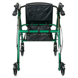 4 Wheel Rollator McKesson Green Adjustable Height / Folding Aluminum Frame - BeHope