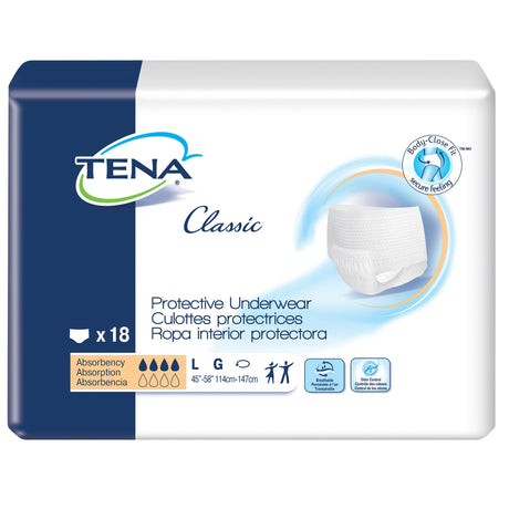 Unisex Adult Absorbent Underwear TENA Classic Pull On with Tear Away Seams Large Disposable Moderate Absorbency
