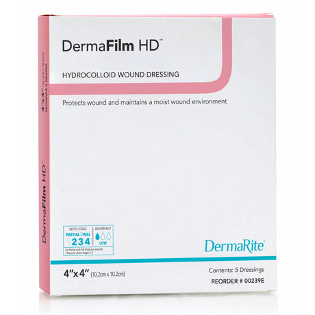 Hydrocolloid Dressing DermaFilmÂ® HD Film Backing 4 X 4 Inch Square Hydrocolloid / Film - BeHope