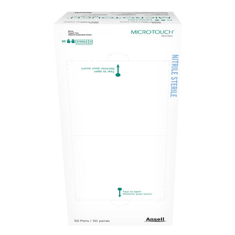 Exam Glove Micro-Touch® Large Sterile Pair Nitrile Extended Cuff Length Textured Fingertips Blue Chemo Tested - BeHope