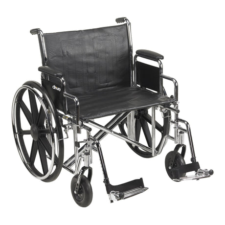 Bariatric Wheelchair McKesson Dual Axle Desk Length Arm Swing-Away Footrest Black Upholstery 24 Inch Seat Width Adult 450 lbs. Weight Capacity - BeHope