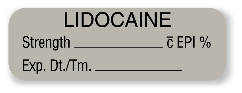 Drug Label UAL™ Anesthesia Label Lidocaine EPI Strength_% Exp Dt Tm Gray 1/2 X 1-1/2 Inch - BeHope