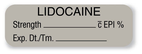 Drug Label UAL™ Anesthesia Label Lidocaine EPI Strength_% Exp Dt Tm Gray 1/2 X 1-1/2 Inch - BeHope