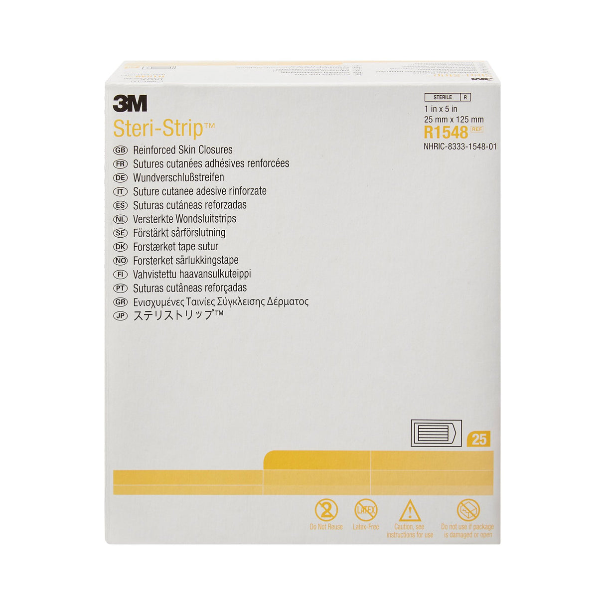 Skin Closure Strip Steri-Strip™ 1 X 5 Inch Nonwoven Material Reinforced Strip White - BeHope