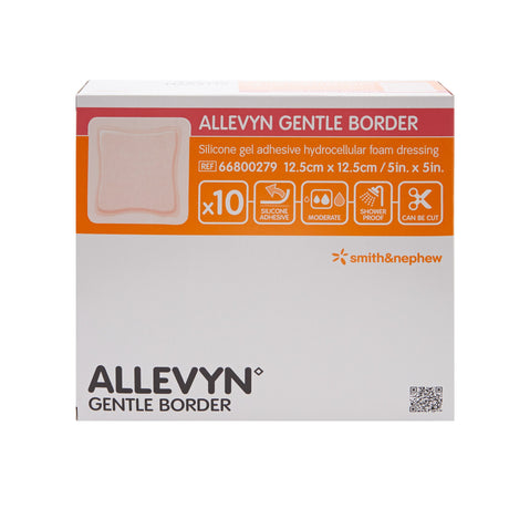 Foam Dressing Allevyn Gentle Border 5 X 5 Inch With Border Film Backing Silicone Gel Adhesive Square Sterile - BeHope