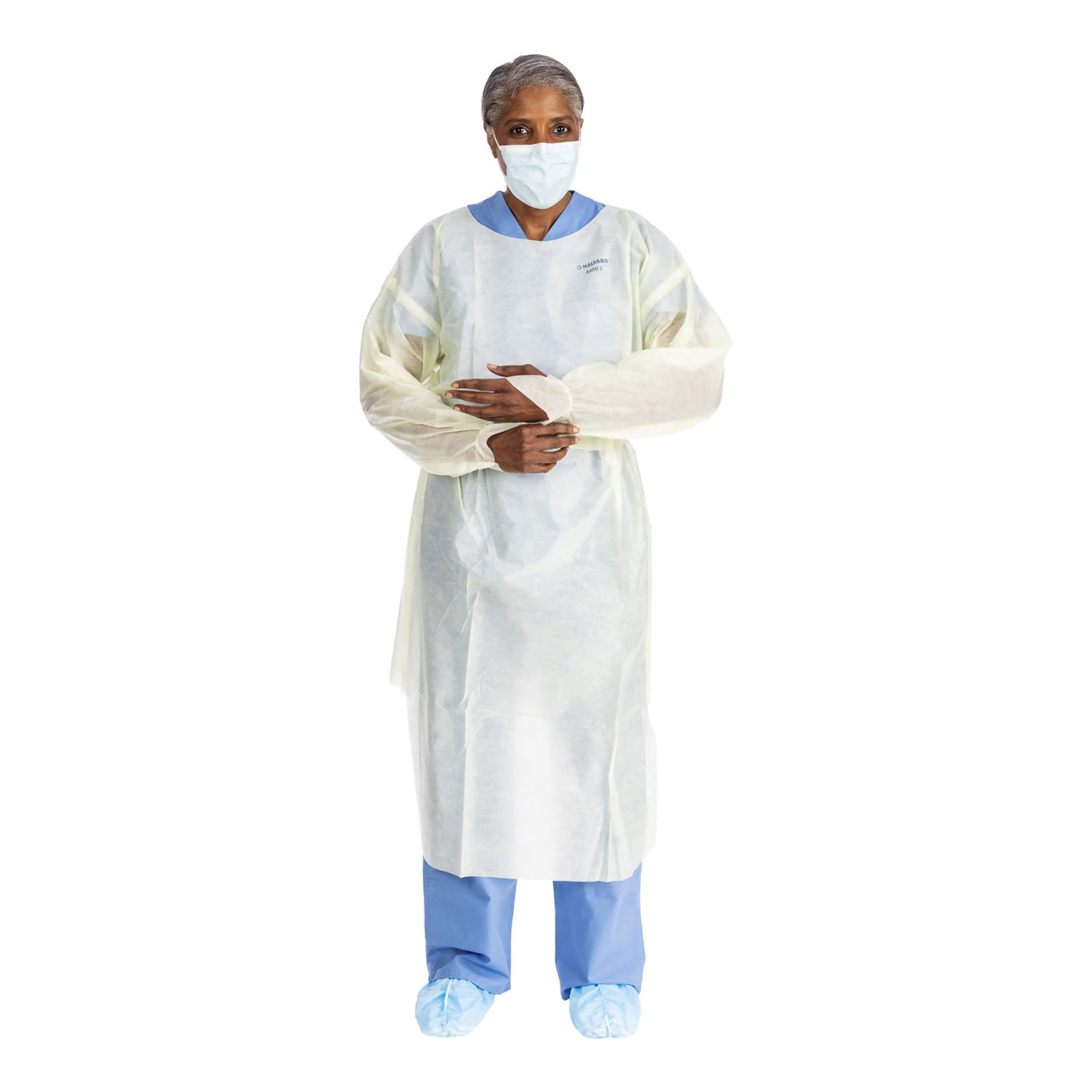 Protective Procedure Gown Halyard Basics Large Yellow NonSterile AAMI Level 2 Disposable - BeHope