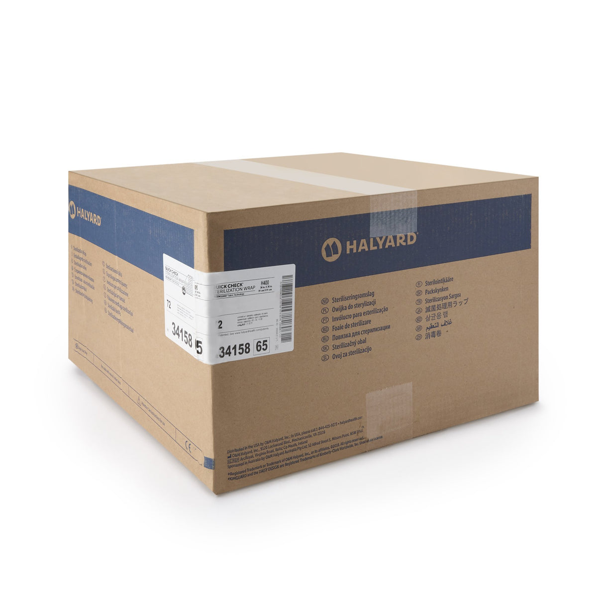 QUICK CHECK* H400 Sterilization Wrap White / Blue 36 X 36 Inch Dual Layer SMS Polypropylene Steam / EO Gas / Hydrogen Peroxide - BeHope