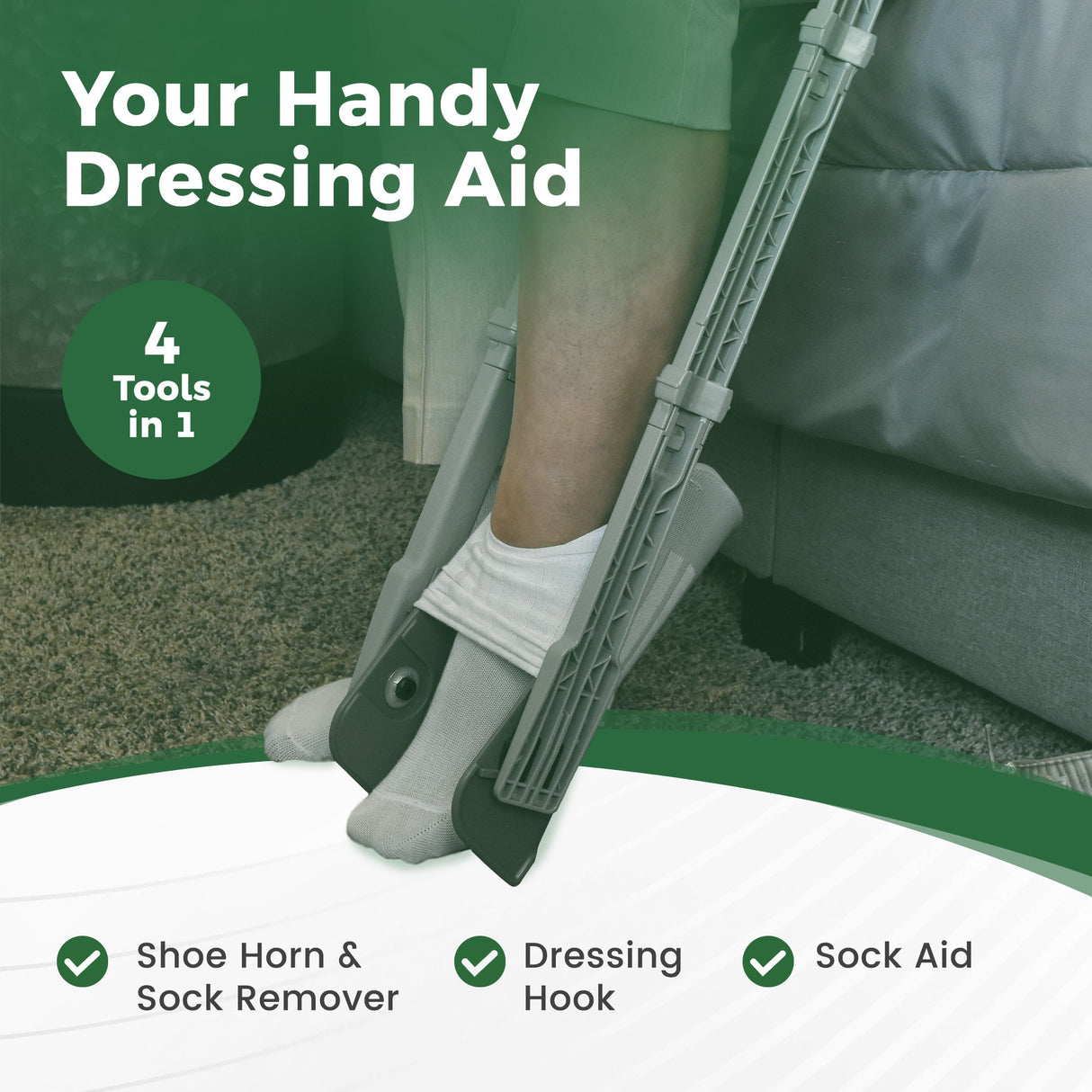 Dressing Aid Stick with Extra Handles Reach Right 34 Inch Length - BeHope