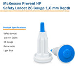 Safety Lancet McKesson Prevent® HP 28 Gauge Retractable Push Button Activation Finger - BeHope