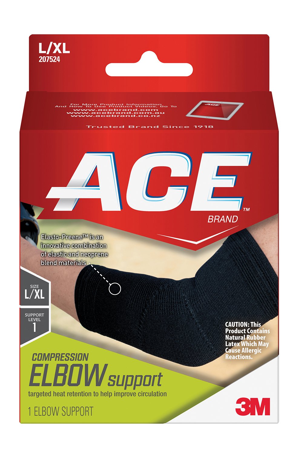 Elbow Support 3M™ Ace™ Large / X-Large Left or Right Elbow Black - BeHope