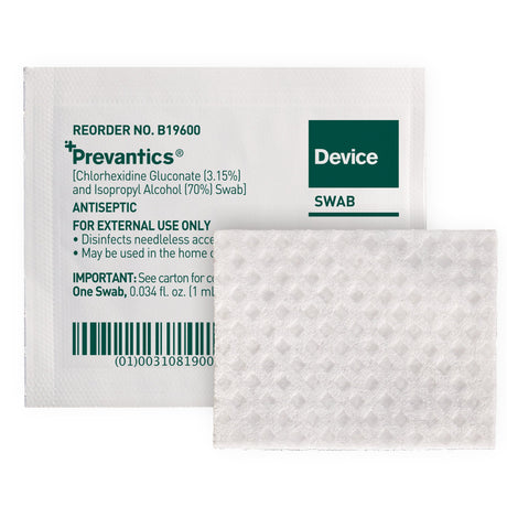 Device Swab Prevantics 3.15% / 70% Strength CHG (Chlorhexidine Gluconate) / Isopropyl Alcohol Individual Packet NonSterile