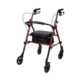 4 Wheel Rollator McKesson Red Adjustable Height / Folding Aluminum Frame - BeHope