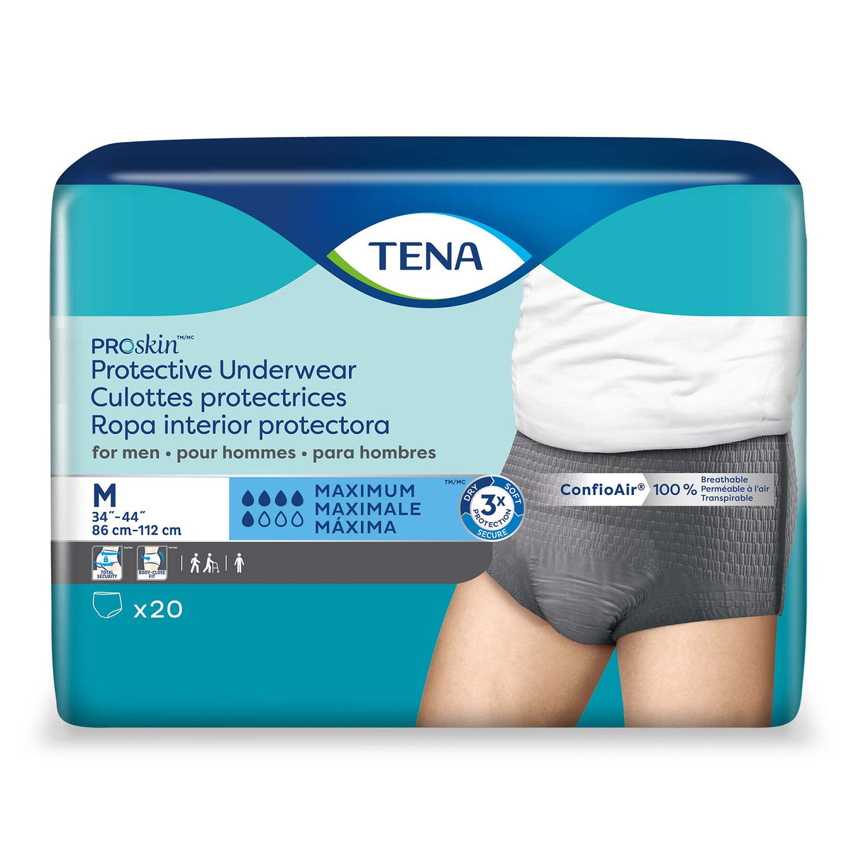Male Adult Absorbent Underwear TENA ProSkin Pull On with Tear Away Seams Medium Disposable Moderate Absorbency