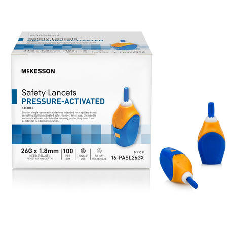 Safety Lancet McKesson 26 Gauge Retractable Pressure Activated Finger - BeHope