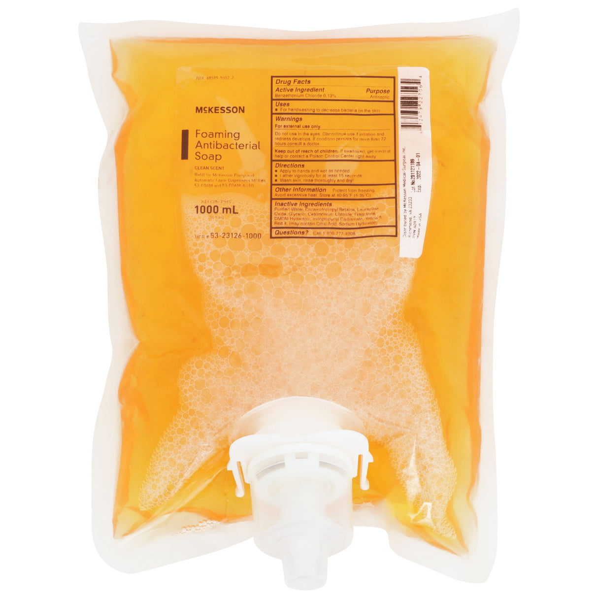 Antibacterial Soap McKesson Foaming 1,000 mL Dispenser Refill Bag Clean Scent - BeHope