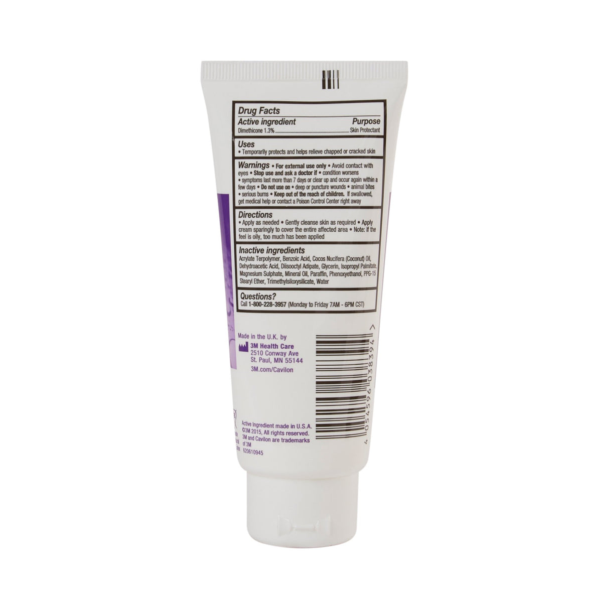 Skin Protectant 3M Cavilon 3.25 oz. Tube Unscented Cream CHG Compatible